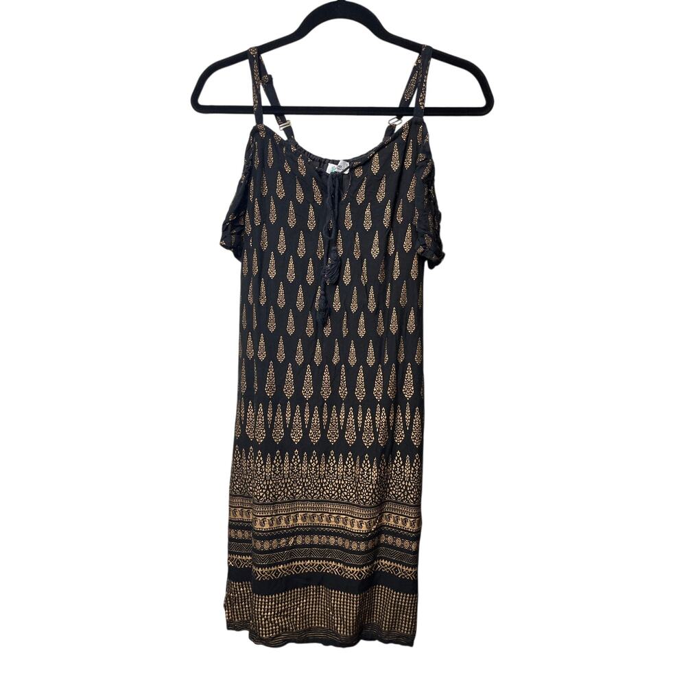 Black off the shoulder rayon peasant dress Small